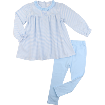 Blue Striped Knit Legging Set