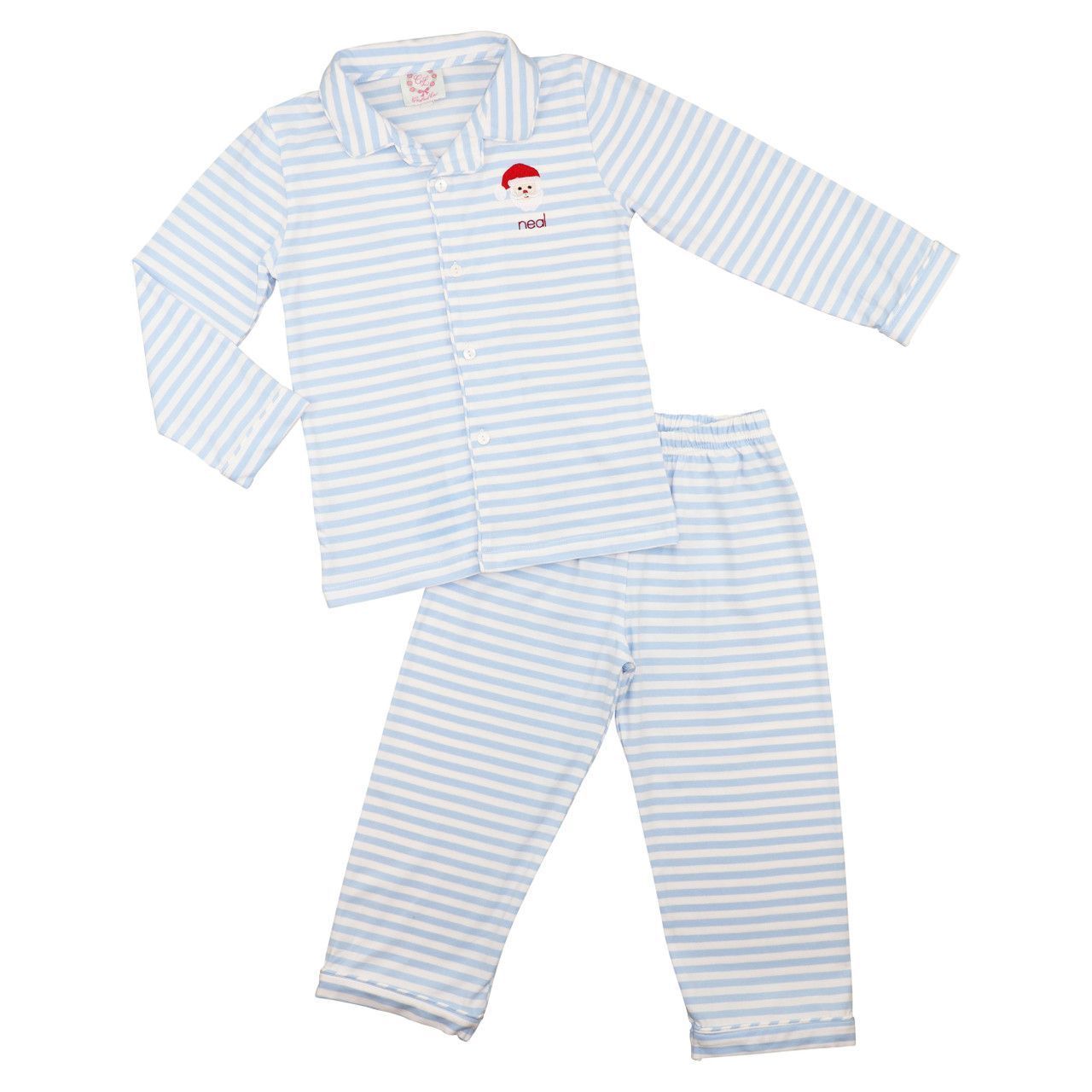 Blue Striped Santa Pajamas