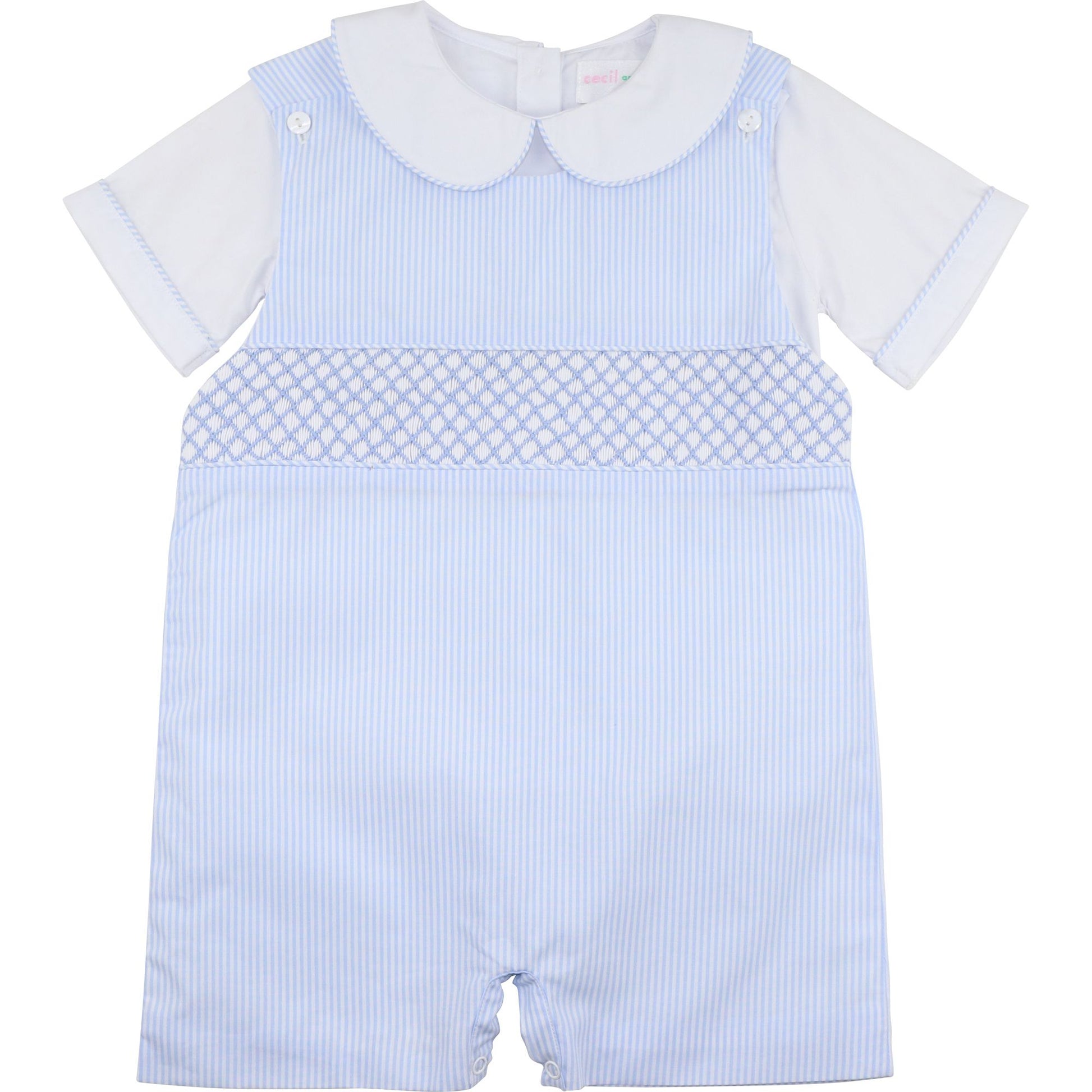 Blue Striped Smocked Jon Jon Set