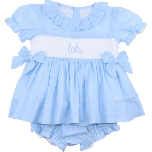 Blue Swiss Dot Diaper Set