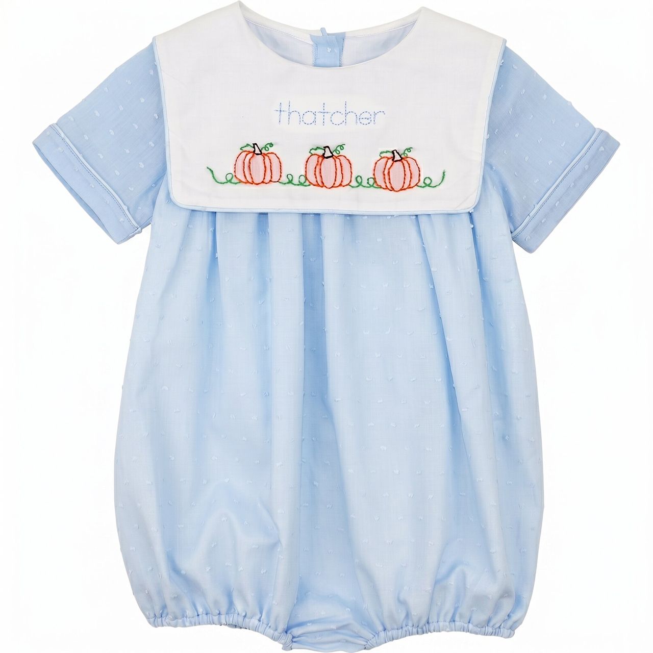 Blue Swiss Dot Embroidered Pumpkin Bubble