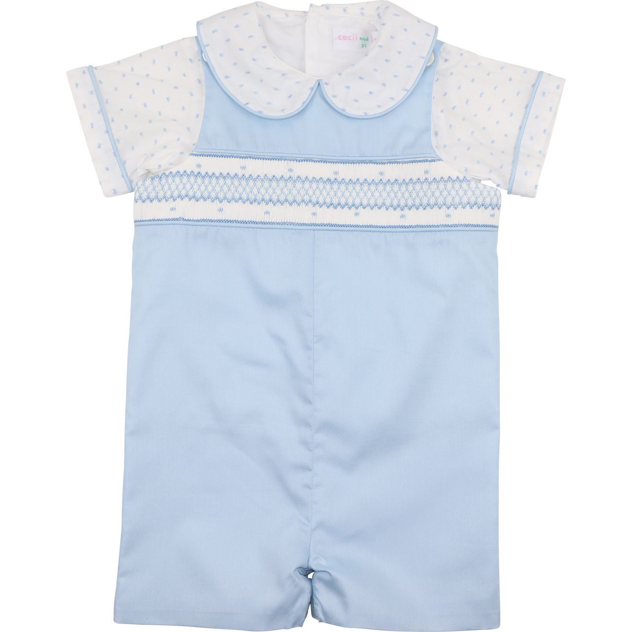 Blue Swiss Dot Smocked Jon Jon Set
