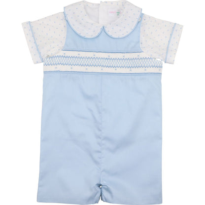 Blue Swiss Dot Smocked Jon Jon Set