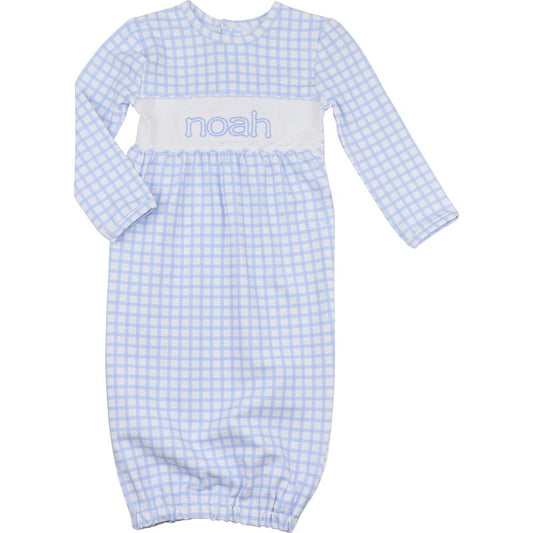 Blue Windowpane Baby Gown