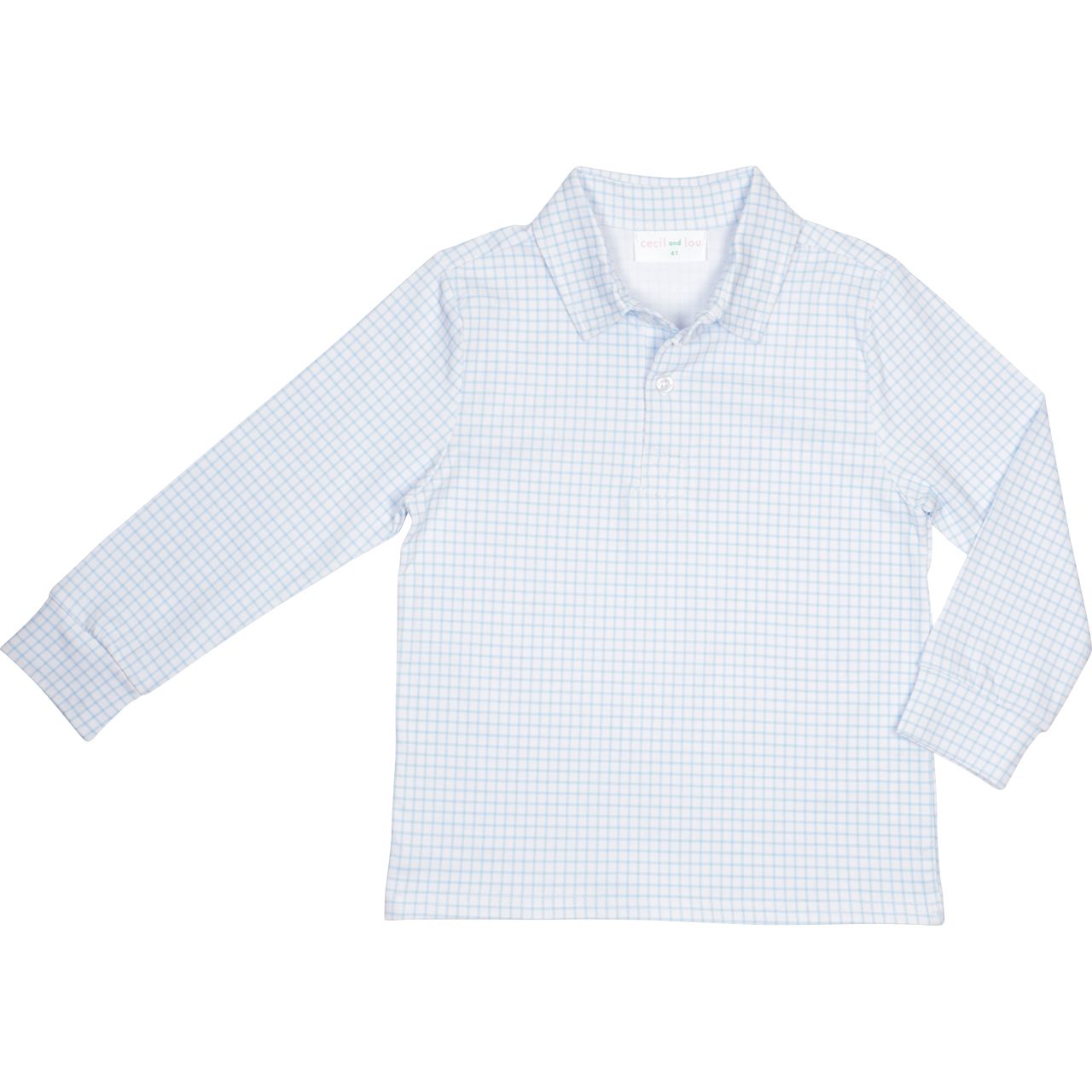 Blue Windowpane Knit Polo Shirt
