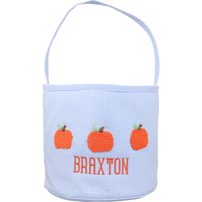 Blue Windowpane Pumpkin Bucket