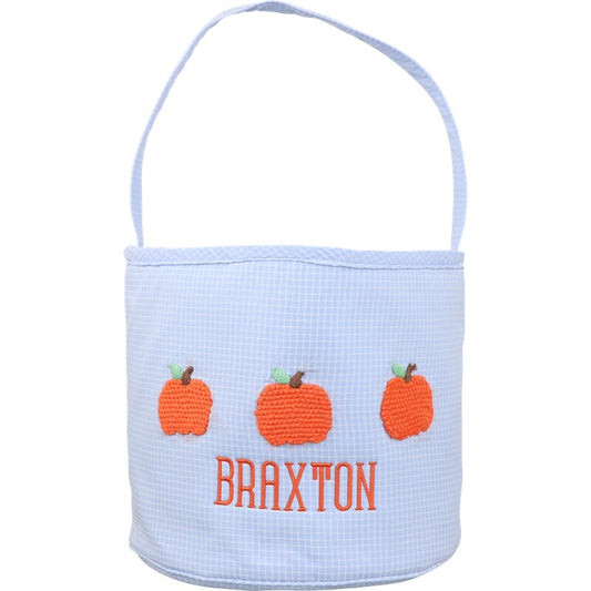 Blue Windowpane Pumpkin Bucket