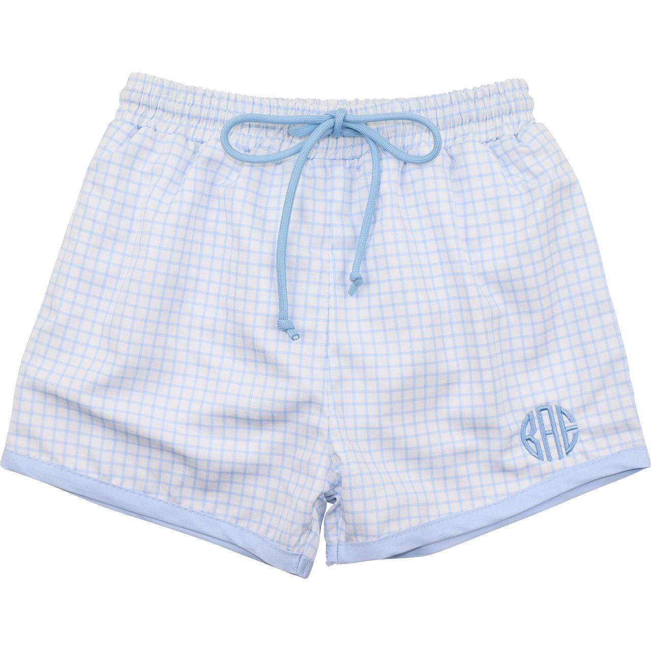 Blue Windowpane Swim Trunks