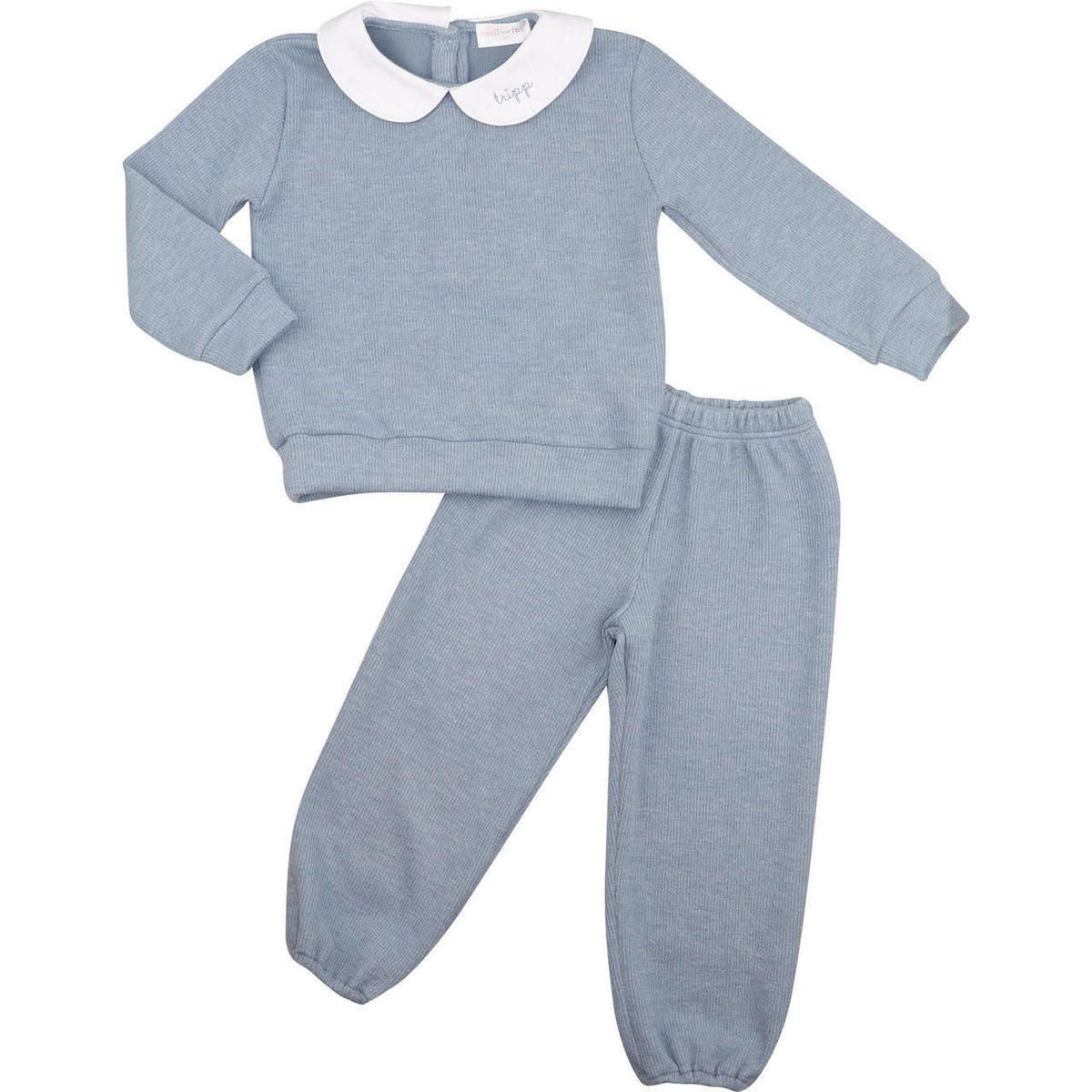 Blue Woven Sweater Pant Set