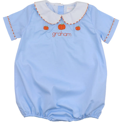 Blue and Orange Embroidered Pumpkin Bubble