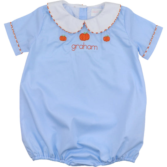 Blue and Orange Embroidered Pumpkin Bubble
