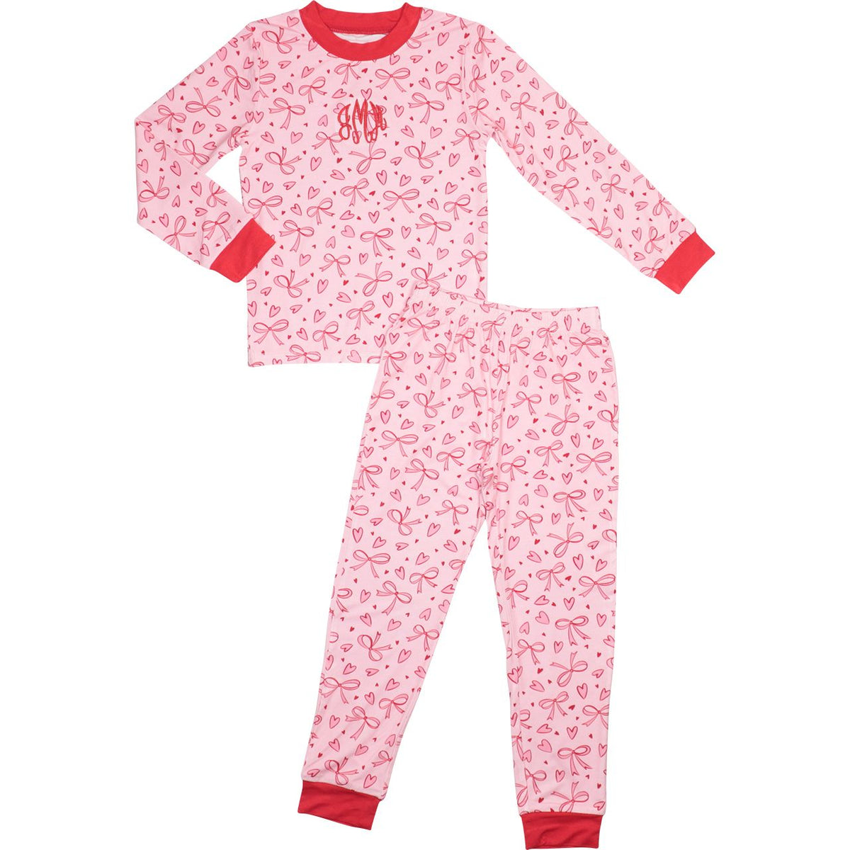 Bow And Heart Print Pajamas