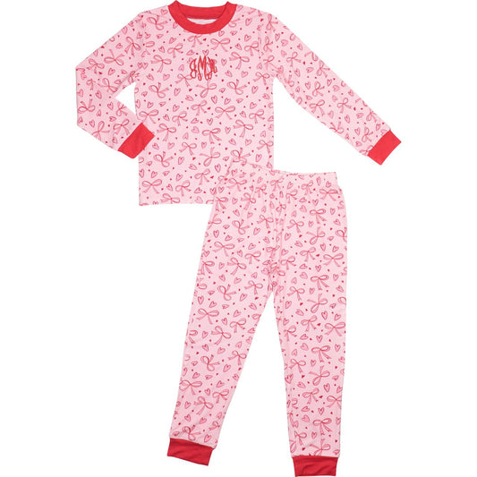 Bow And Heart Print Pajamas