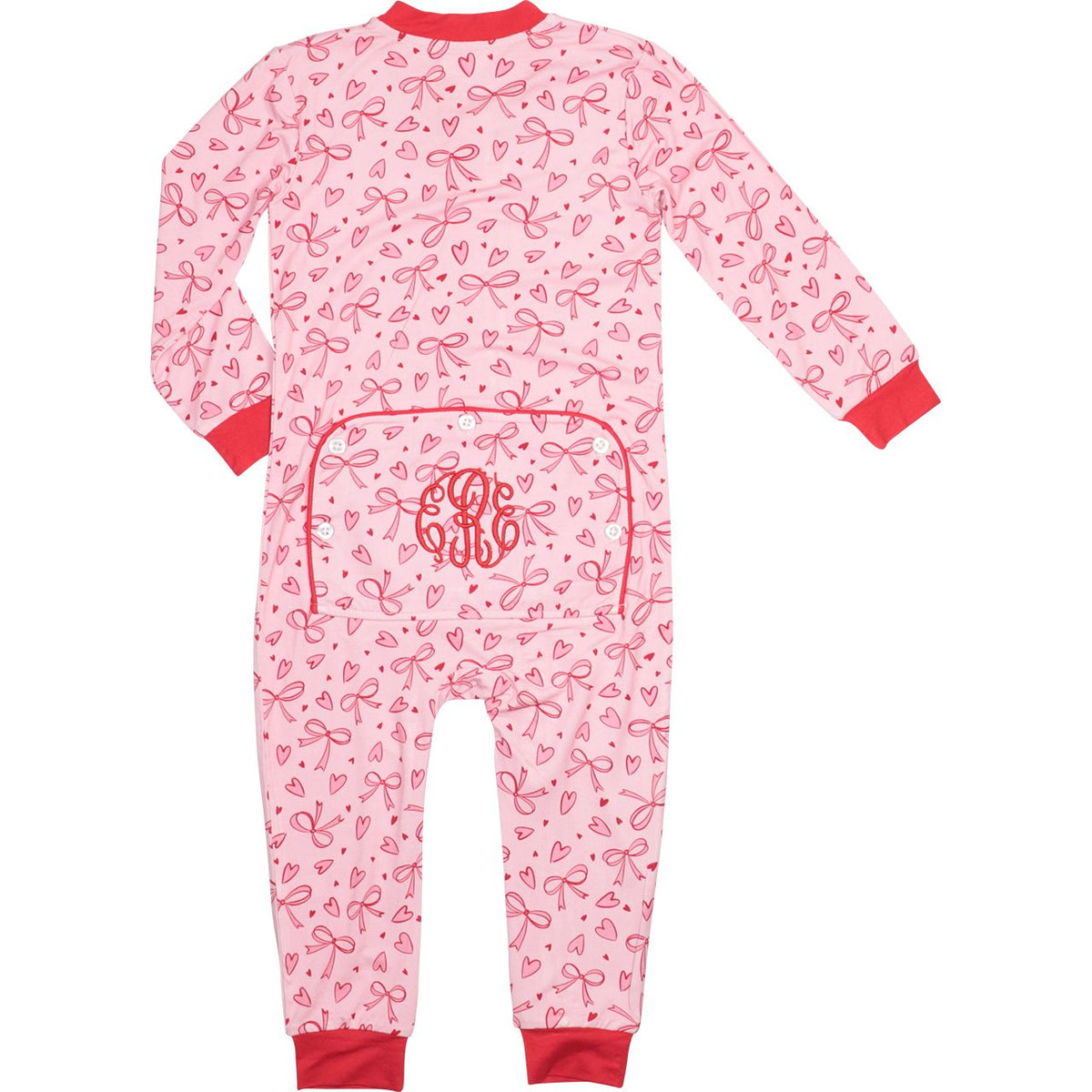 Bow And Heart Print Zipper Pajamas