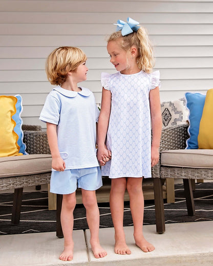 Blue Trellis Knit Dress