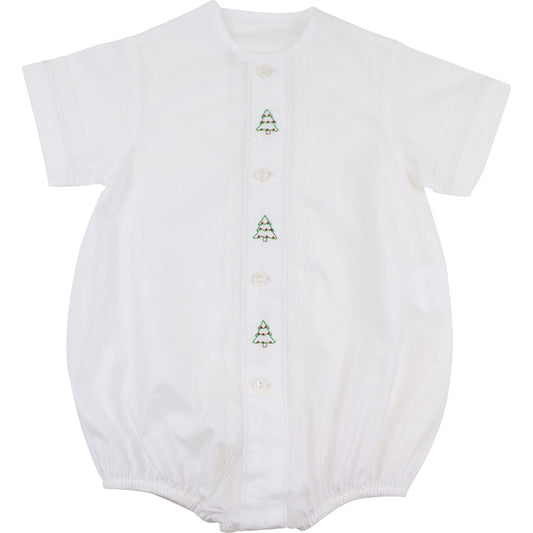 Boy's Embroidered Christmas Tree Heirloom Bubble