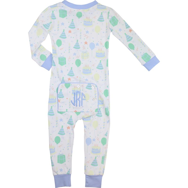 Boy's Pastel Birthday Knit Zipper Pajamas