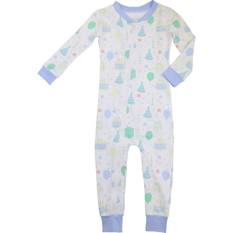 Boy's Pastel Birthday Knit Zipper Pajamas