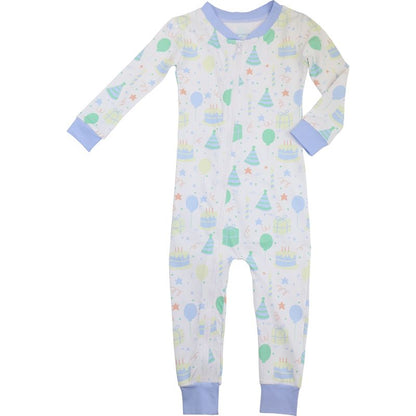 Boy's Pastel Birthday Knit Zipper Pajamas