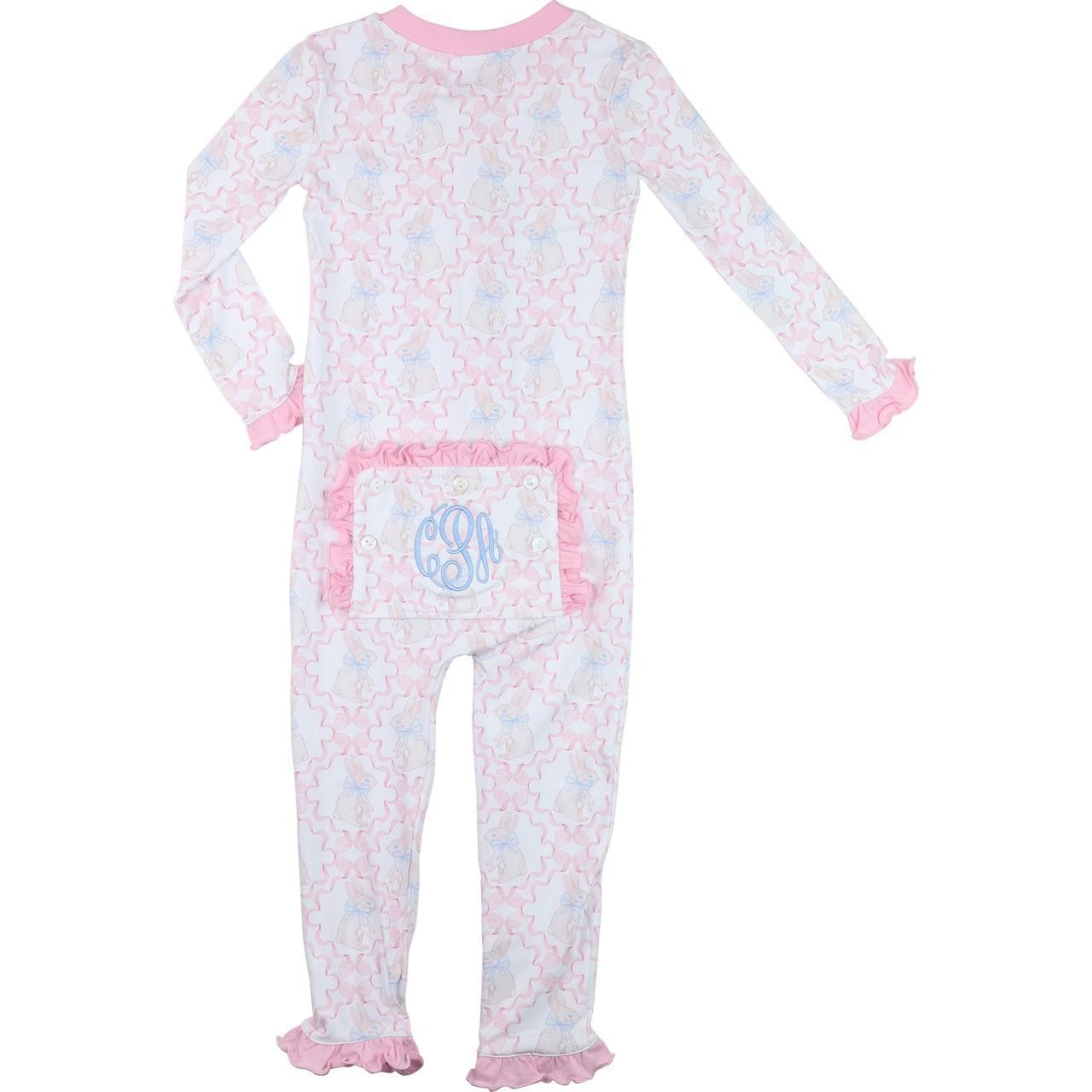 Bunny And Ribbon Knit Zipper Pajamas