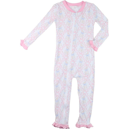 Bunny And Ribbon Knit Zipper Pajamas