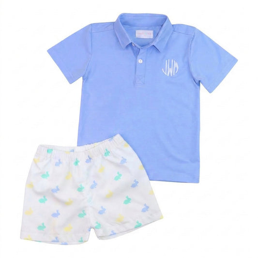 Bunny Print Polo Short Set1