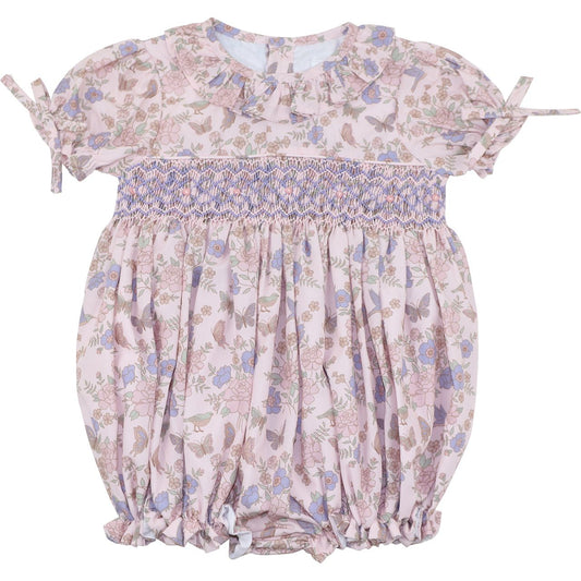 Butterfly Floral Smocked Bubble