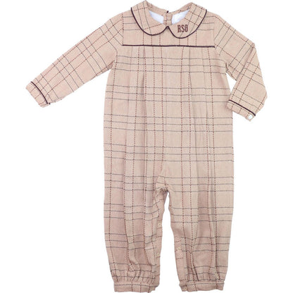 Khaki Plaid Flannel Long Romper