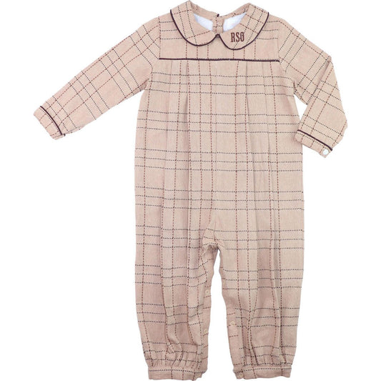 Khaki Plaid Flannel Long Romper