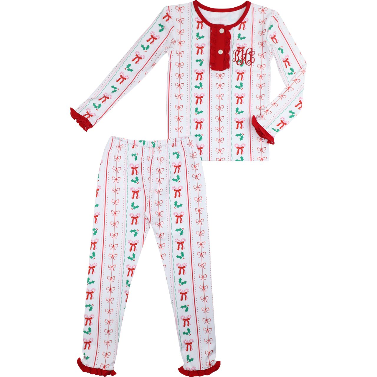 Candy Cane And Holly Knit Pajamas