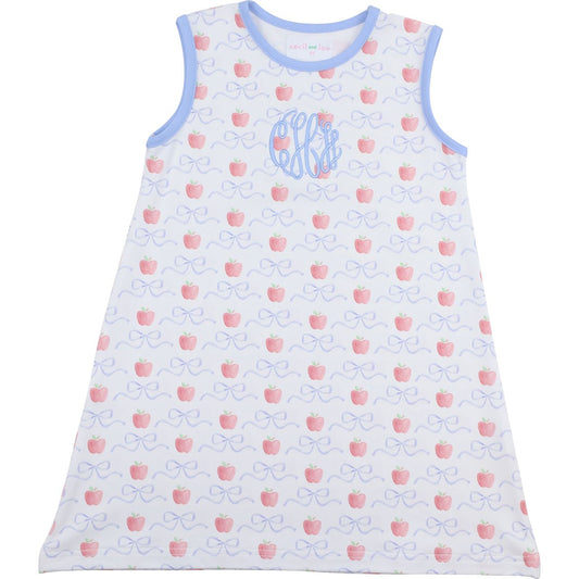 Blue Apple And Bow Knit Play Dress