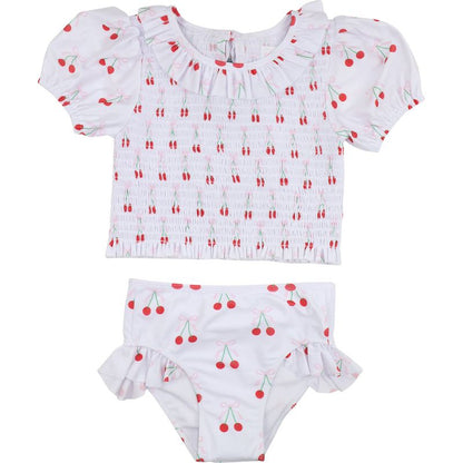 Cherry Print Ruched Swim Set