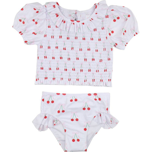 Cherry Print Ruched Swim Set