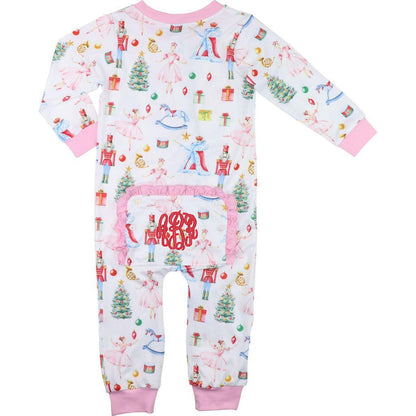 Children's pajama set with Christmas-themed design on a white background