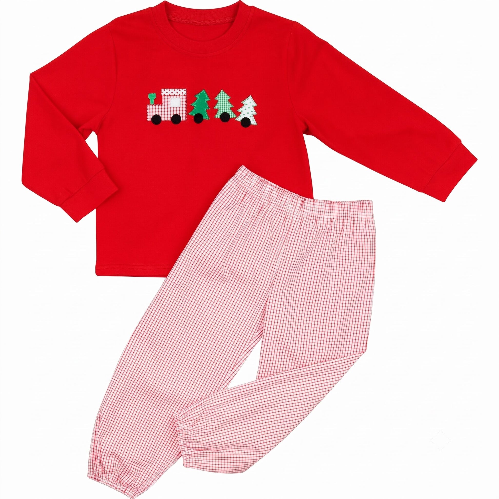 Christmas Applique Train Ankle Pant Set