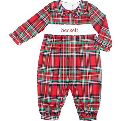 Christmas Plaid Insert Long Romper