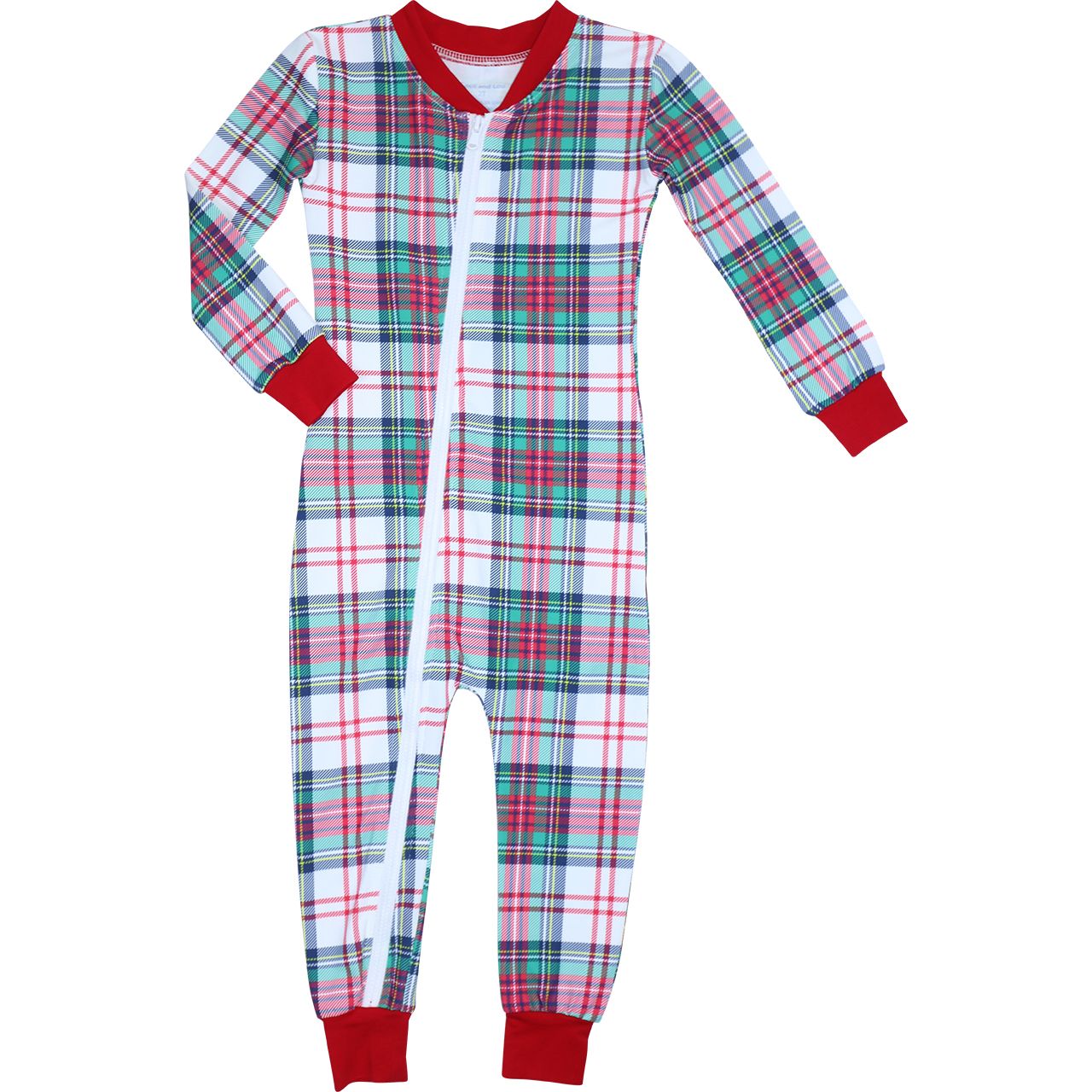 Christmas Plaid Knit Zipper Pajamas