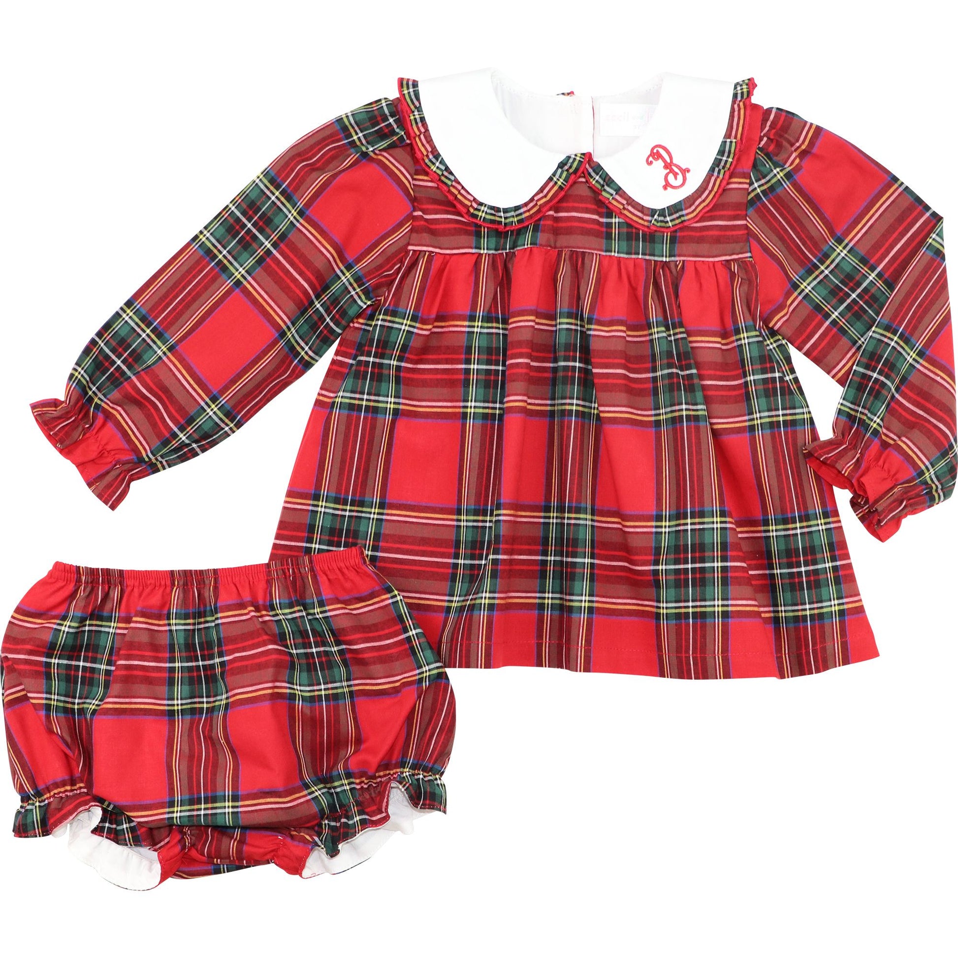 Christmas Plaid Ruffle Diaper Set