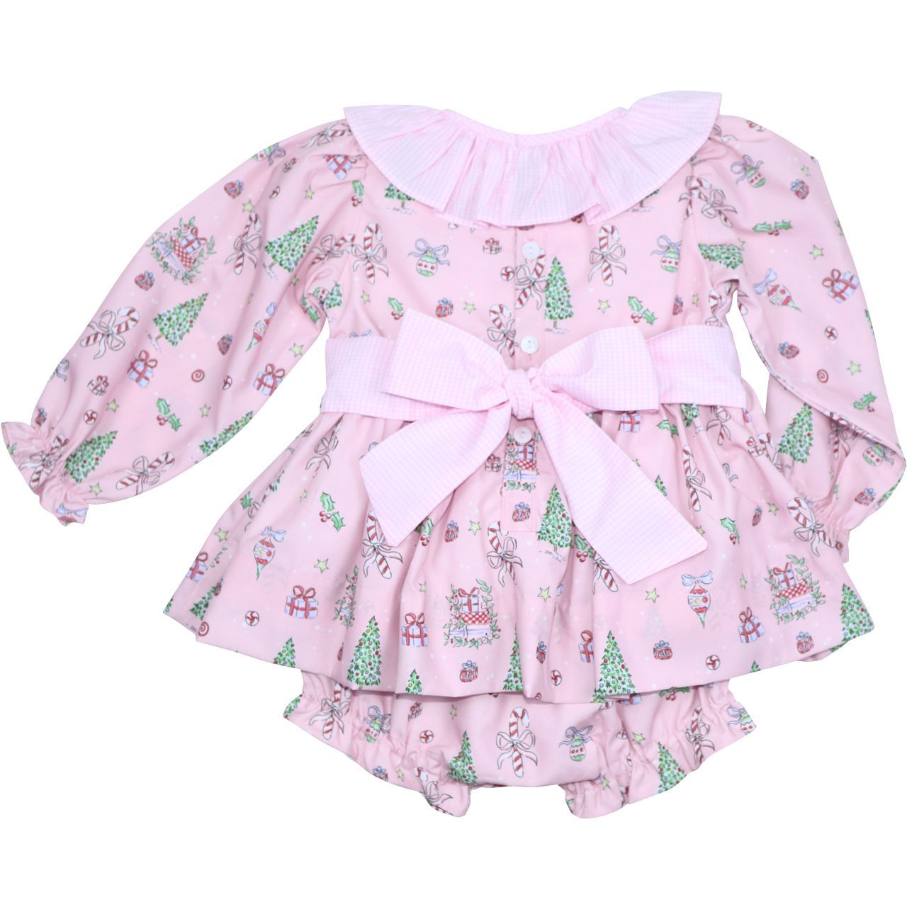 Christmas Print Ruffle Diaper Set