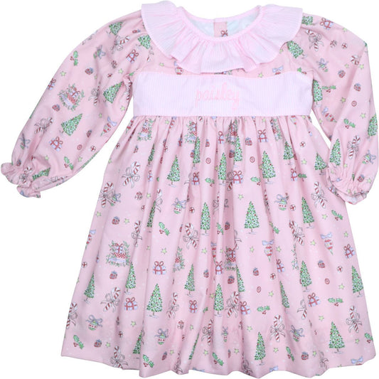Christmas Print Ruffle Dress Size 7