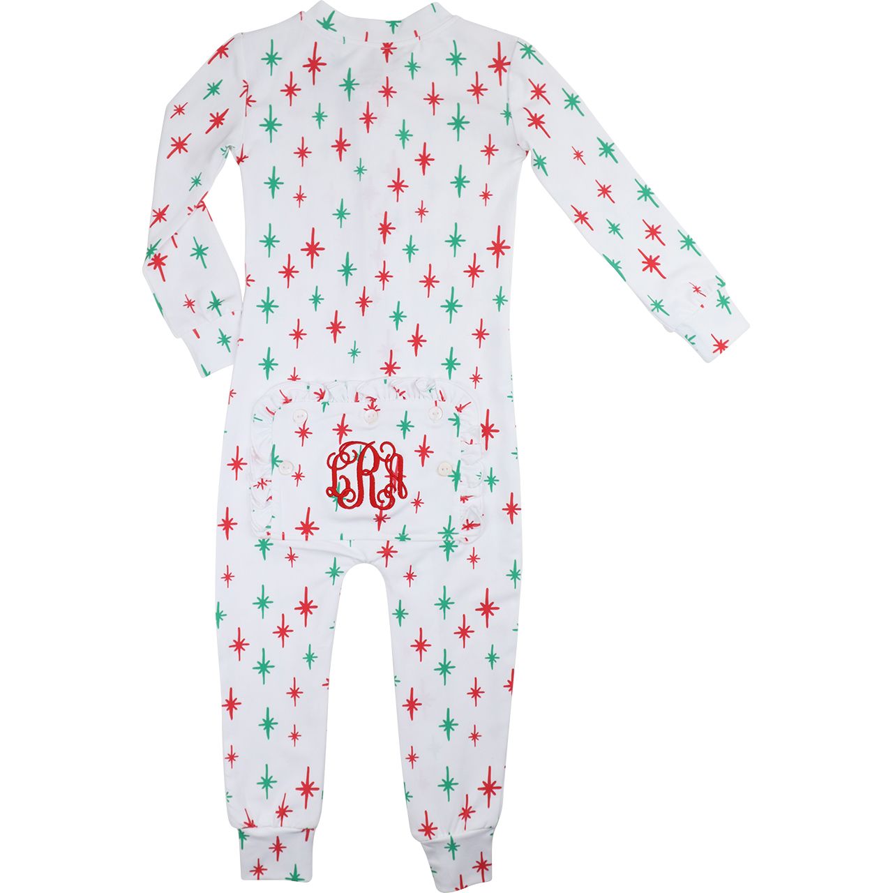 Christmas Stars Knit Ruffle Zipper Pajamas Back 
