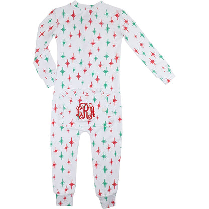 Christmas Stars Knit Ruffle Zipper Pajamas Back 