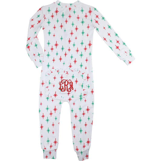 Christmas Stars Knit Ruffle Zipper Pajamas Back 