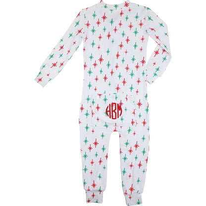 Christmas Stars Knit Zipper Pajamas Back