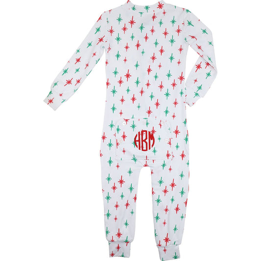 Christmas Stars Knit Zipper Pajamas Back