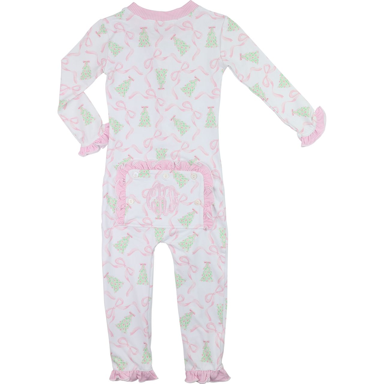 Christmas Tree And Bow Knit Zipper Pajamas
