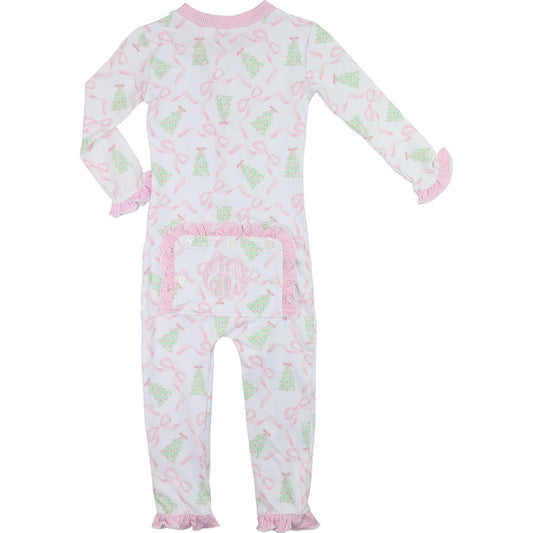 Christmas Tree And Bow Knit Zipper Pajamas