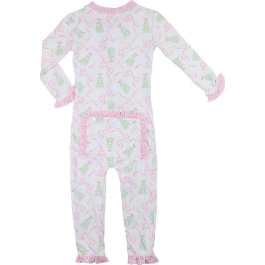 Christmas Tree And Bow Knit Zipper Pajamas