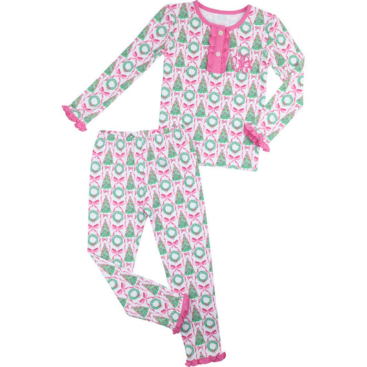 Christmas Tree And Wreath Knit Pajamas