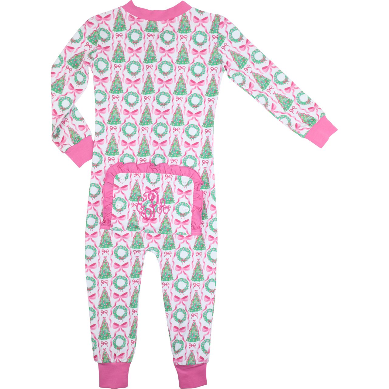 Christmas Tree And Wreath Knit Zipper Pajamas